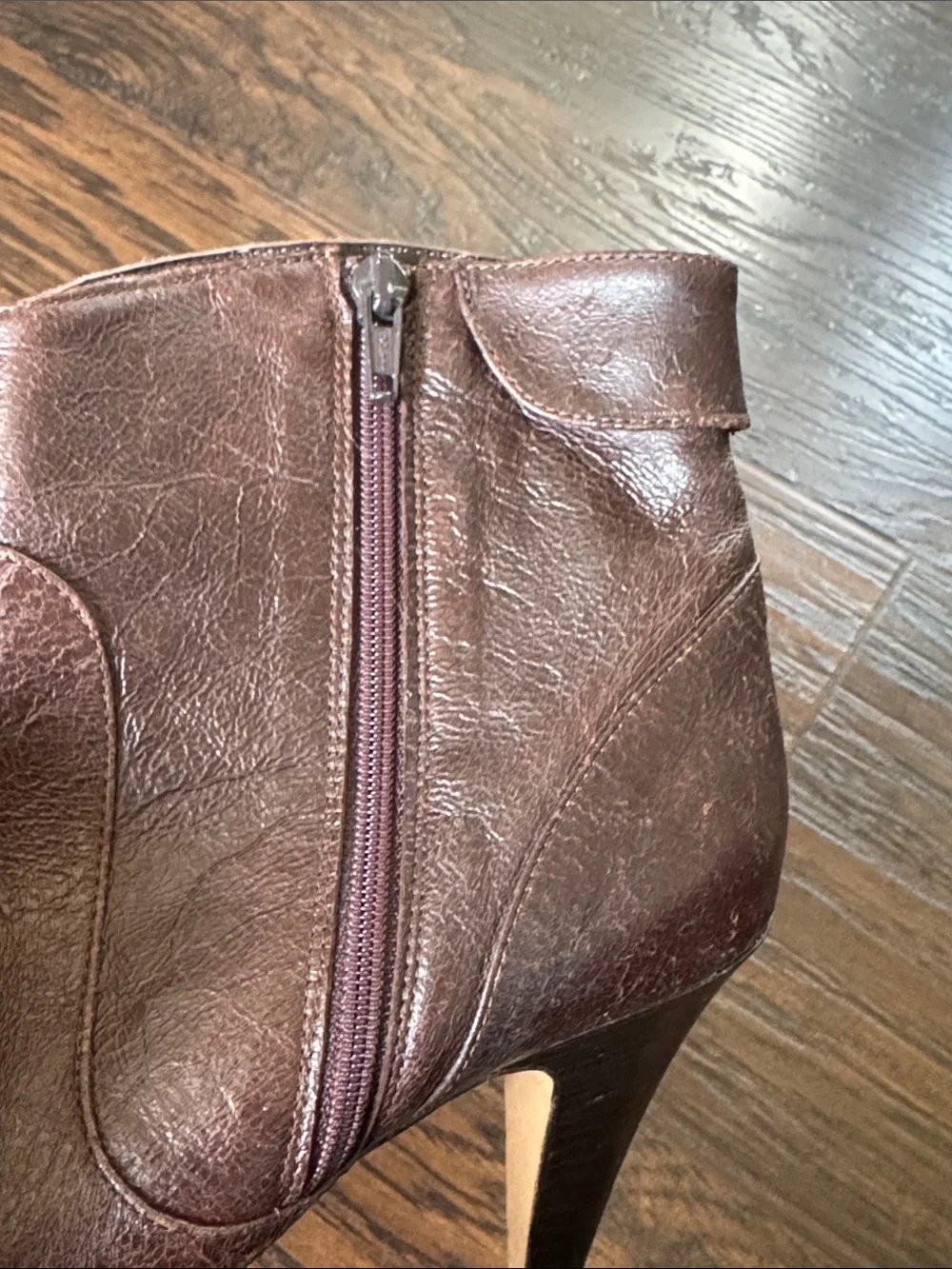 Faconnable Dark Brown Leather Pointed Toe Ankle Booties